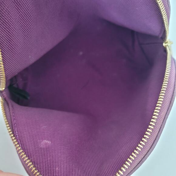 Furla Case Purple Geniue Leather Cosmetic Bags Pouch Small Zip Dome Italian Fair - Picture 7 of 10
